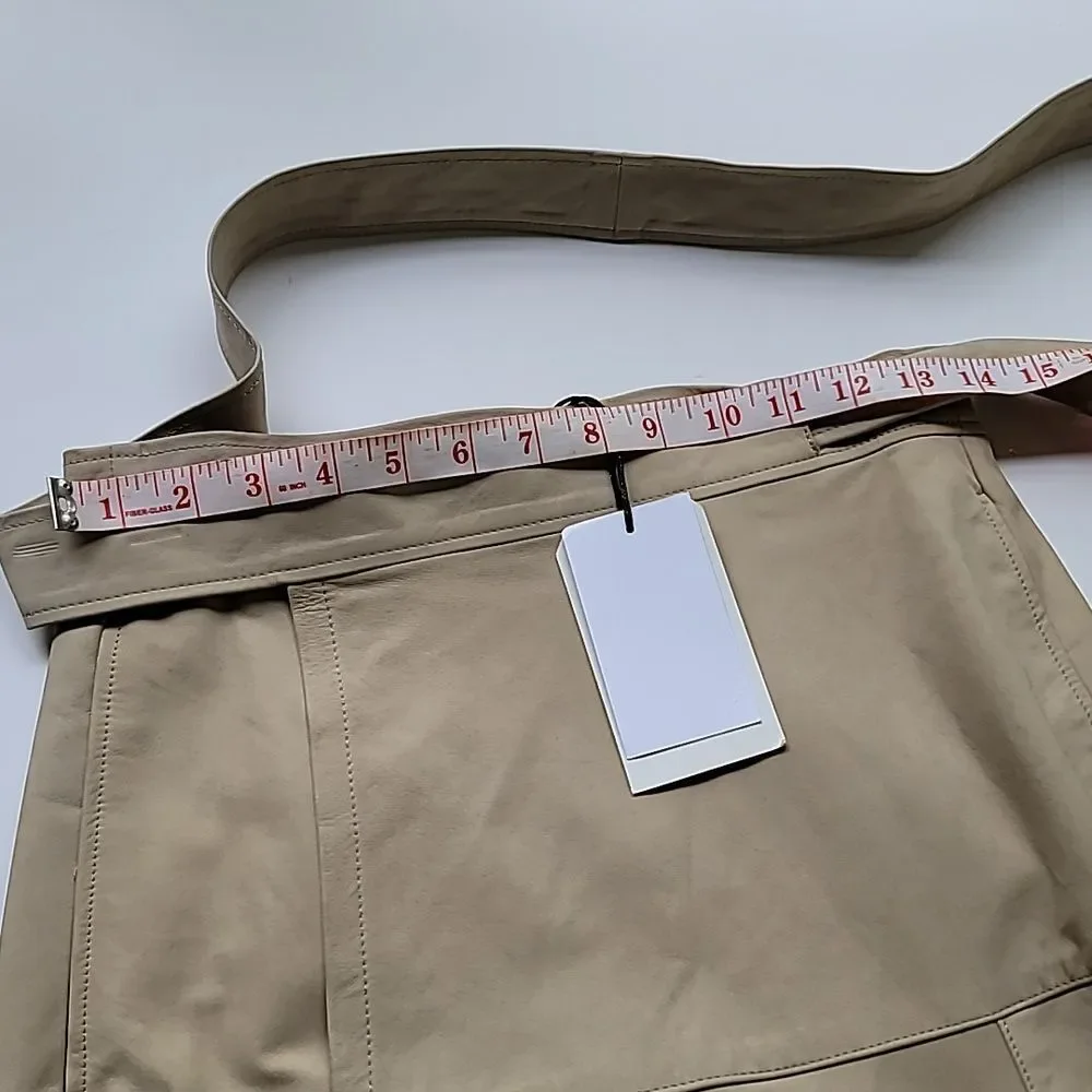 Frame 100% Butter Soft Suede Leather Wrap Skirt In Light Tan
